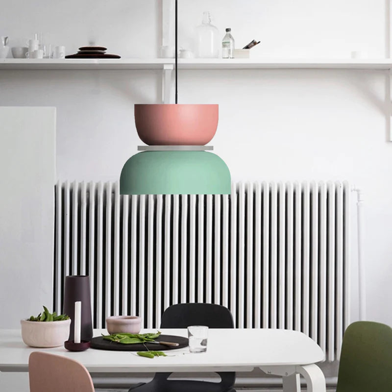 Industrial Two Tone Pendant Light With Colorful Glow